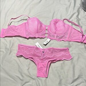 Pink Lace Bra and Panty Set